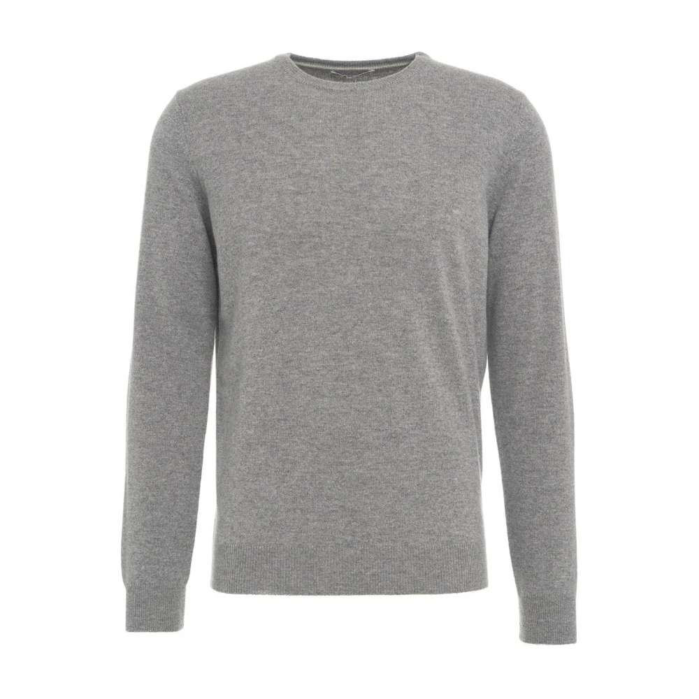 Kangra Grijze Gebreide Aw24 Mouw Patched Trui Gray Heren