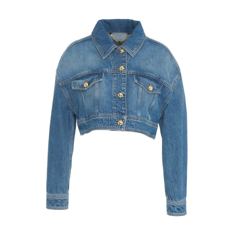 Elisabetta Franchi Stijlvolle Korte Denimjas Blauw Blue Dames