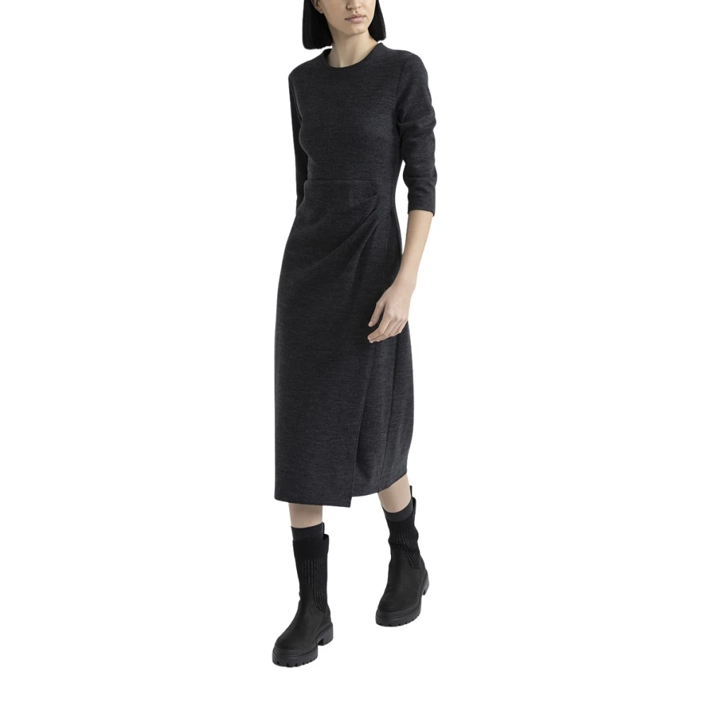 PESERICO Vloeibare wol-katoenen jersey midi jurk Gray Dames
