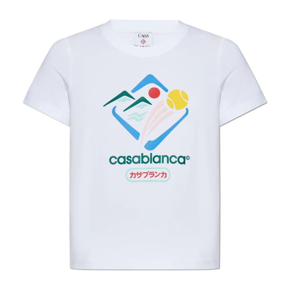 Casablanca Women's White T-Shirts, S, T-Shirt With Logo