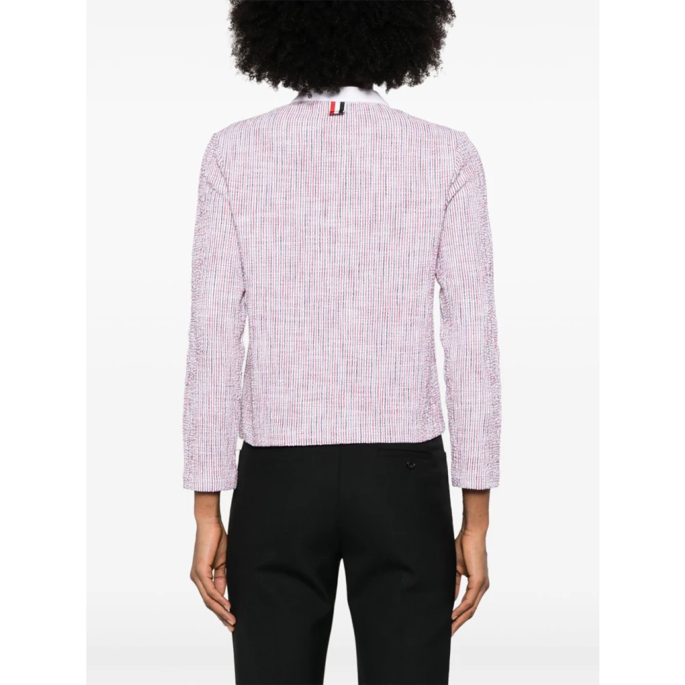 Thom Browne MultiColour Crew Neck Sweater Logo Patch Pink Dames