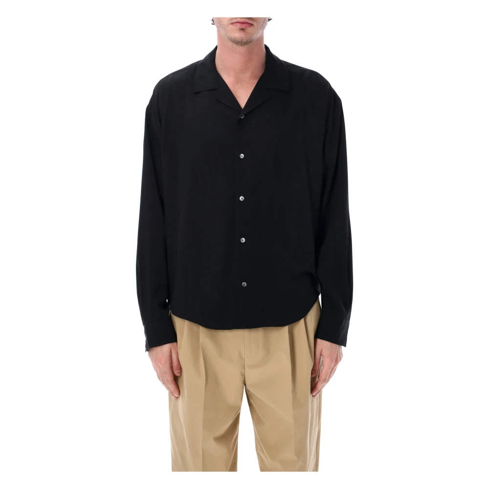 Ami Paris Men's Black Casual Shirts, M, Boxy Embroidered Shirt