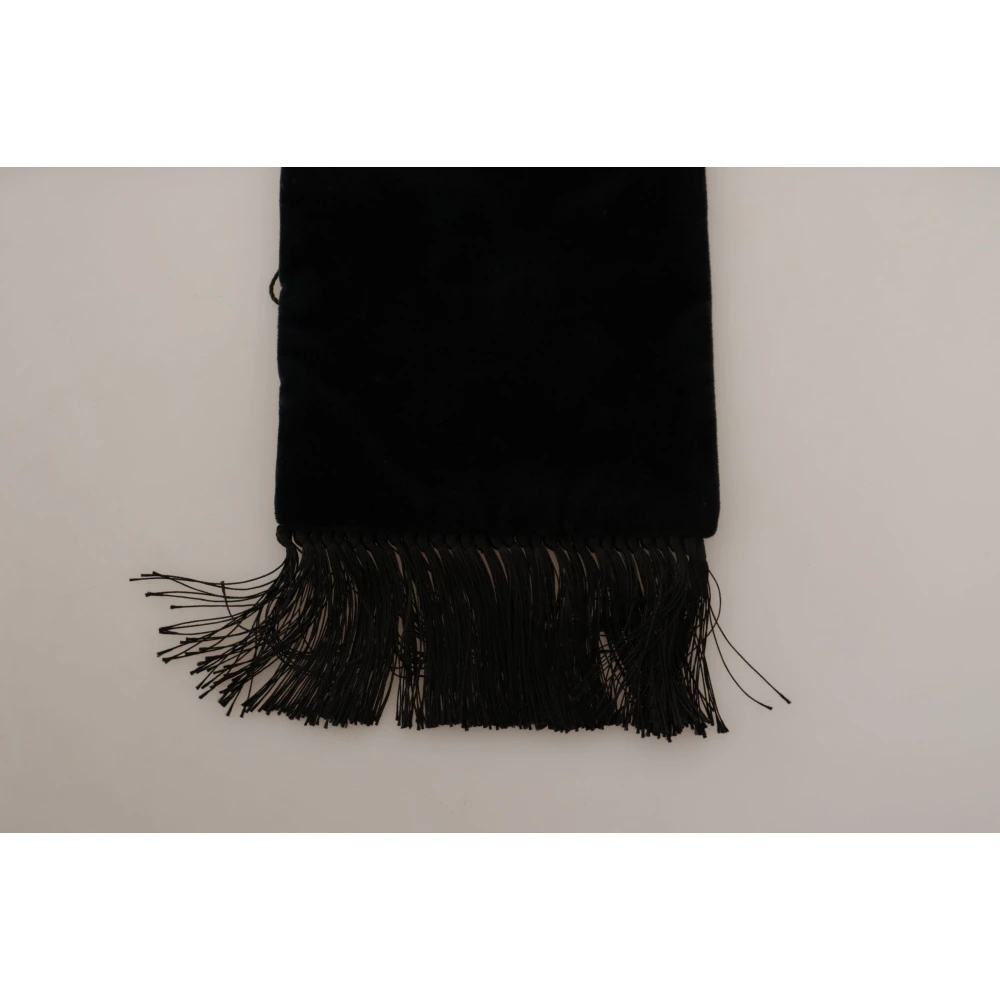Dolce & Gabbana Elegante donkerblauwe katoen-zijden sjaal Black Unisex