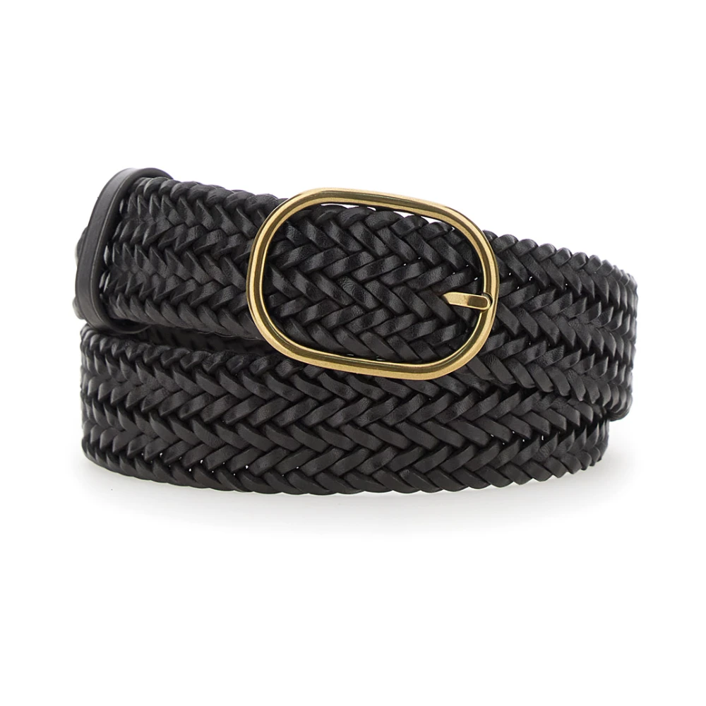 Dragon Diffusion Bruin Leren Gevlochten Riem met Gesp Black Dames