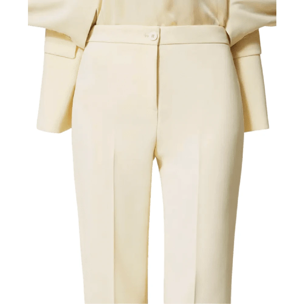 Twinset Flare Crêpe Broek Vanille Beige Dames