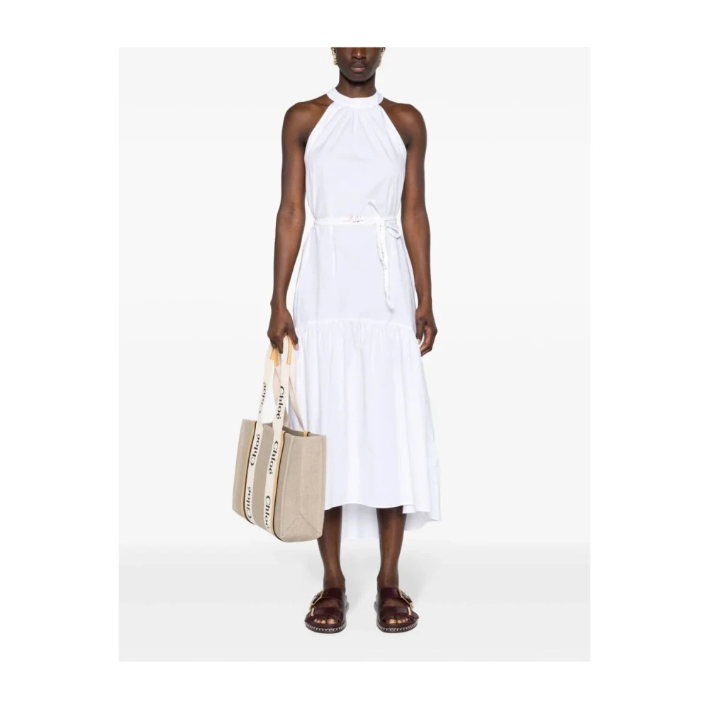 Twinset Lange jurk met riem White Dames