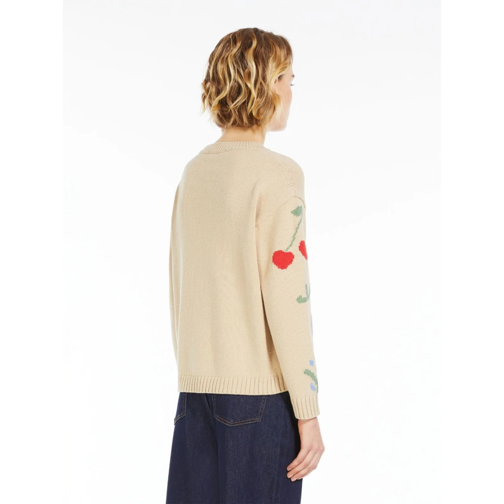 Max Mara Weekend Witte Crew Neck Sweater met Intricate Details Multicolor Dames