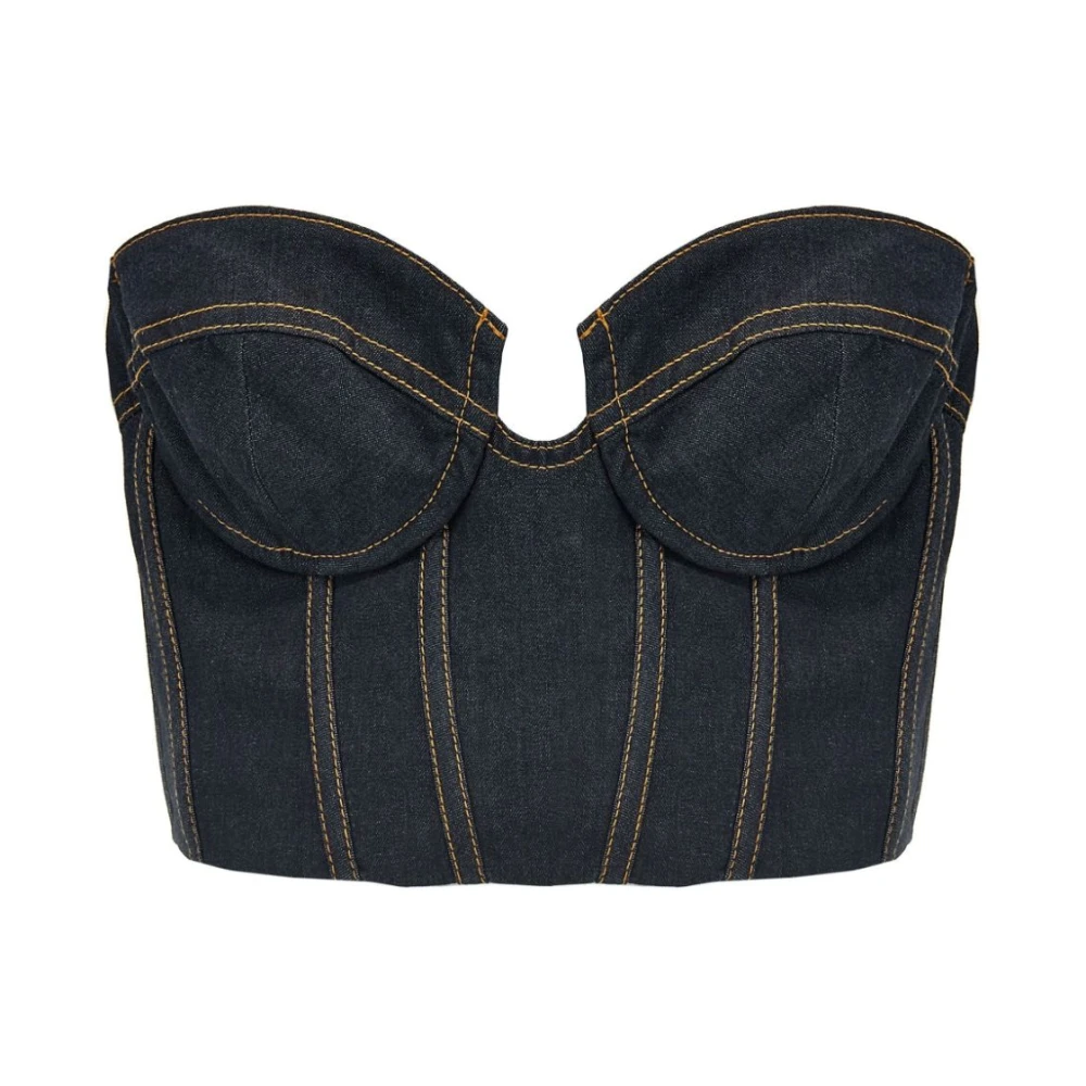 Zimmermann Blauwe Denim Korset Shirt met Gerimpeld Detail Blue Dames