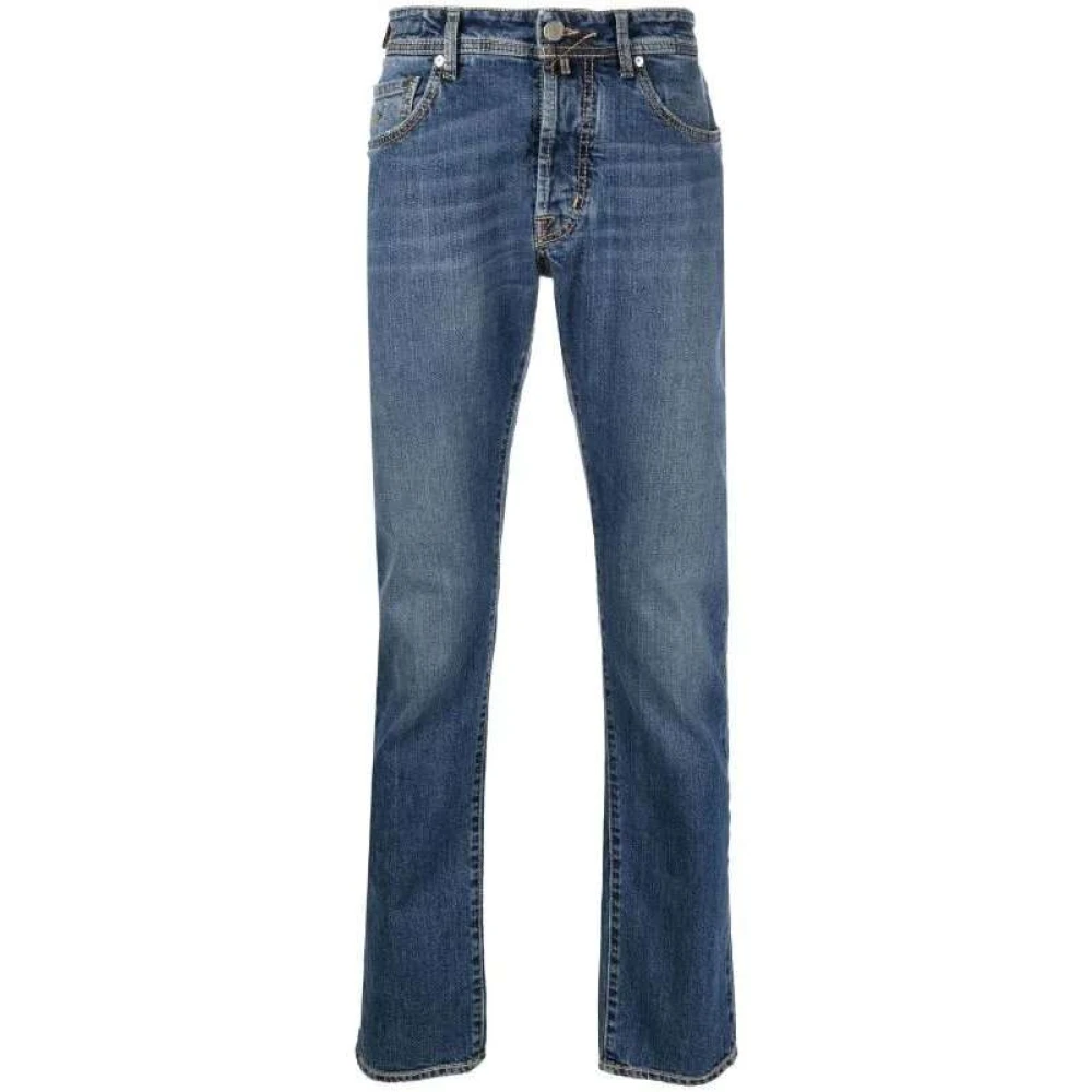 Jacob Cohën Slim-Fit Jeans met Distressed Effect en Geborduurd Logo Blue Heren