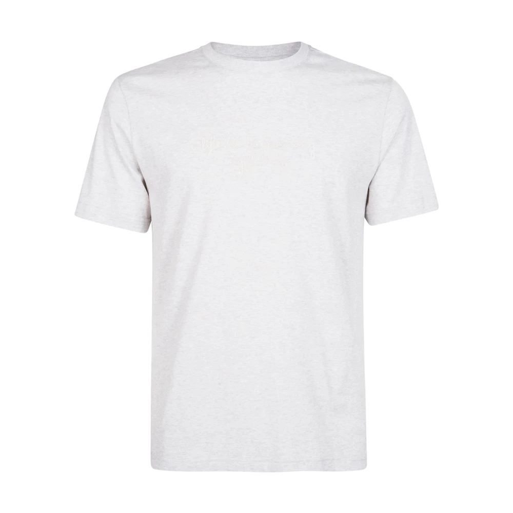 Eleventy Men's Gray T-Shirts, 2XL, Embroidered Cotton Jersey Crewneck T-Shirt