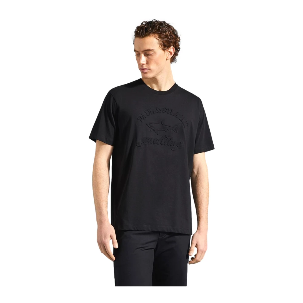 PAUL & SHARK Geëmbosseerd Logo Katoenen T-shirt in Zwart Black Heren