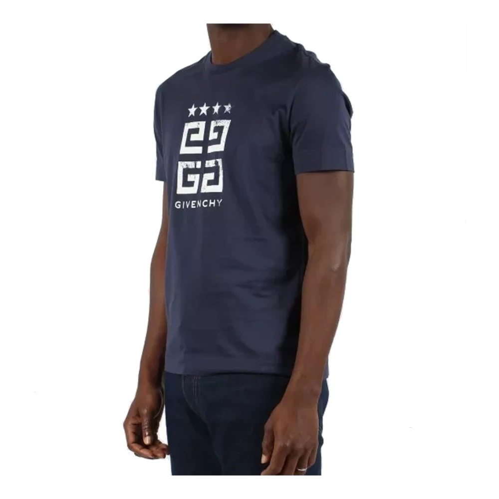 Givenchy 4G Stars Katoenen T-Shirt Blue Heren