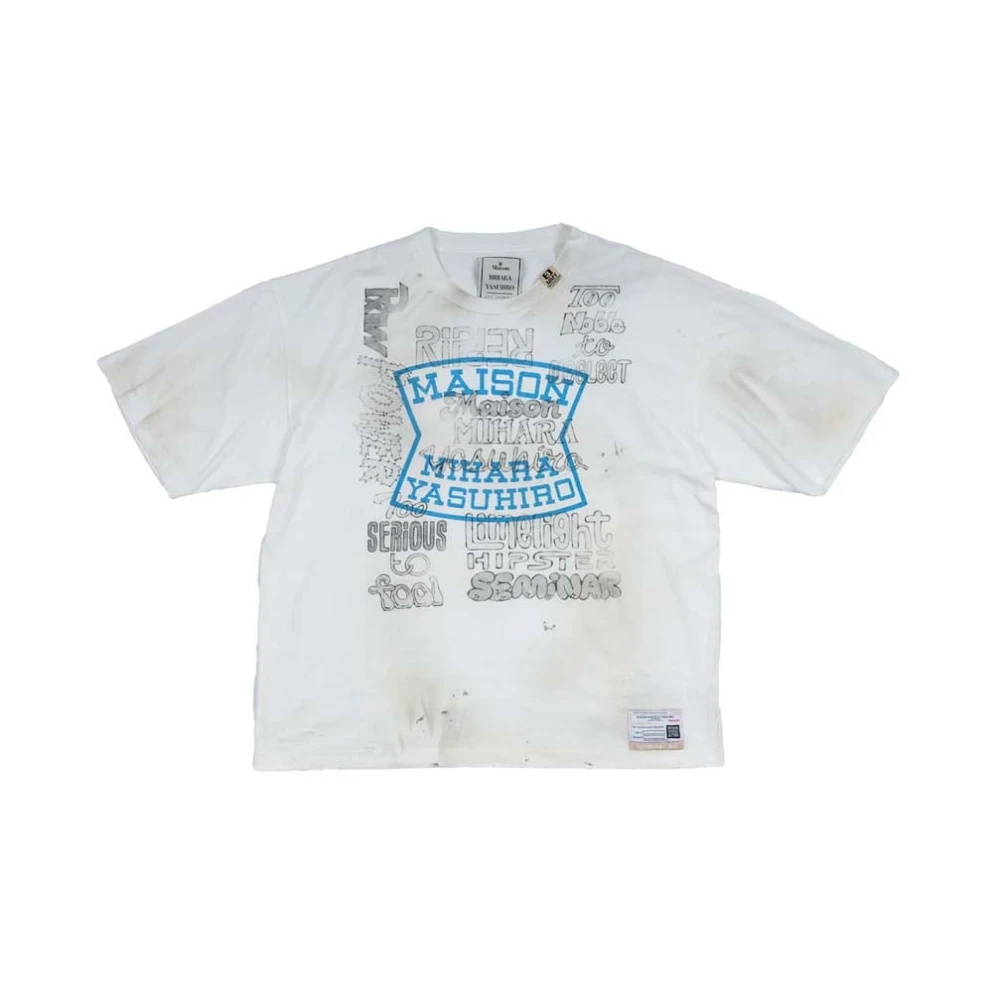 Mihara Yasuhiro Wit Katoenen Half-Mouw Geborduurd T-Shirt White Heren