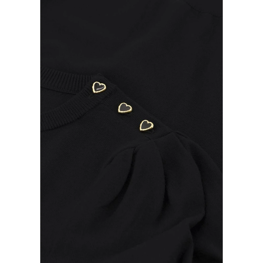 Fabienne Chapot Zwarte Ronde Hals Ballonmouw Pullover Black Dames