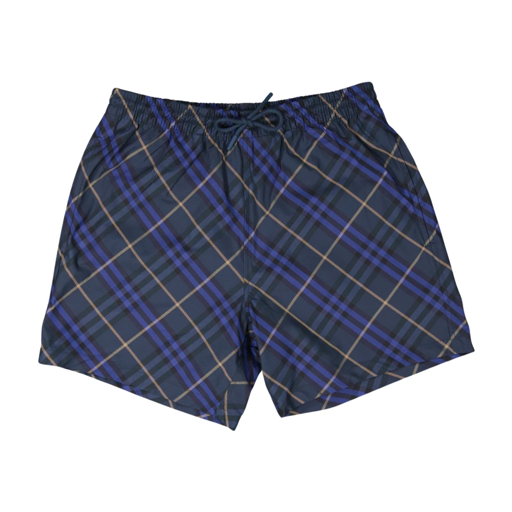 Burberry Men's Blue Checkered Swimwear For