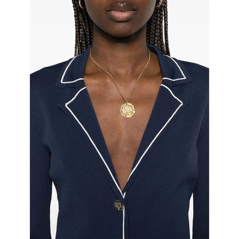 Ermanno Scervino Navy Blauw Gebreid Blazer Jasje Blue Dames