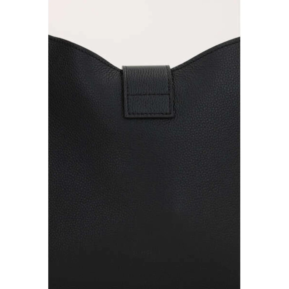 Tom Ford Zwarte Gehamerde Leren Schoudertas met Gouden Hardware Black Dames