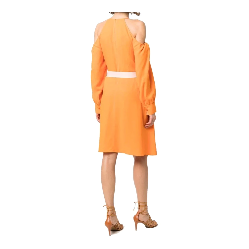 Stella Mccartney Off-Shoulder Jurk met Parel Detail Orange Dames
