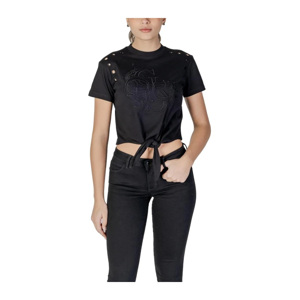 Guess Katoenen Kortemouw T-shirt Dames Collectie Black Dames