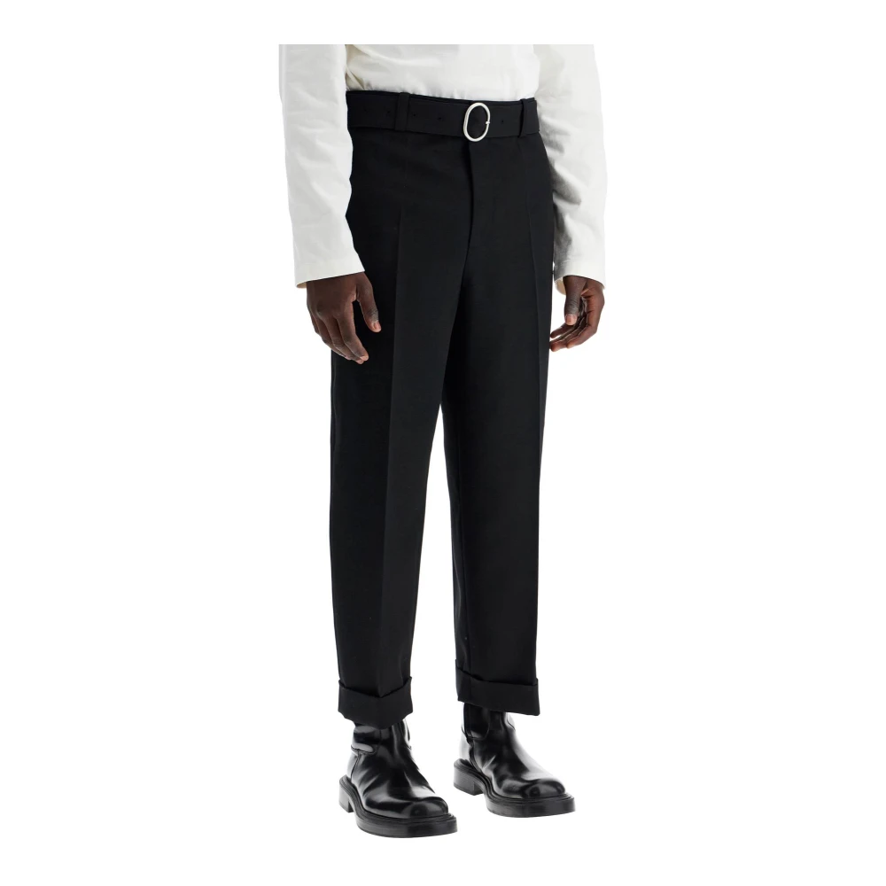 Jil Sander Wollen Broek met Riem Black Heren