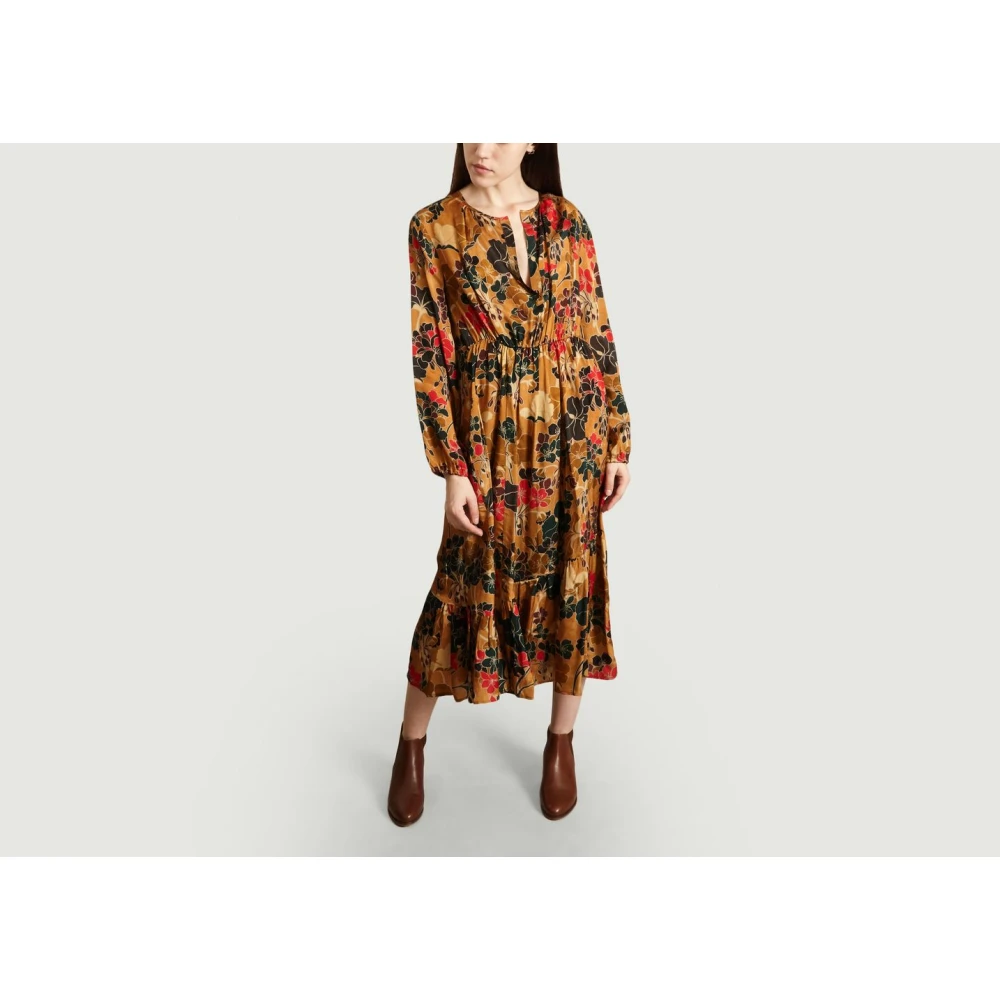 Chloé Bloemenprint Raita Jurk Brown Dames
