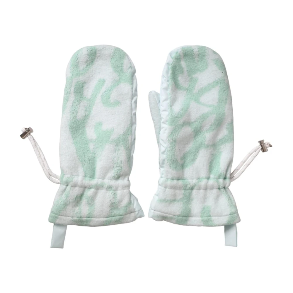 Dolce & Gabbana White Nylon Fleece Wrist Length Mitten Gloves - 8|M - Image 2
