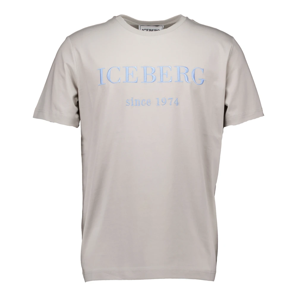 Iceberg Logo T-shirt in Grijs Katoenen Jersey Gray Heren