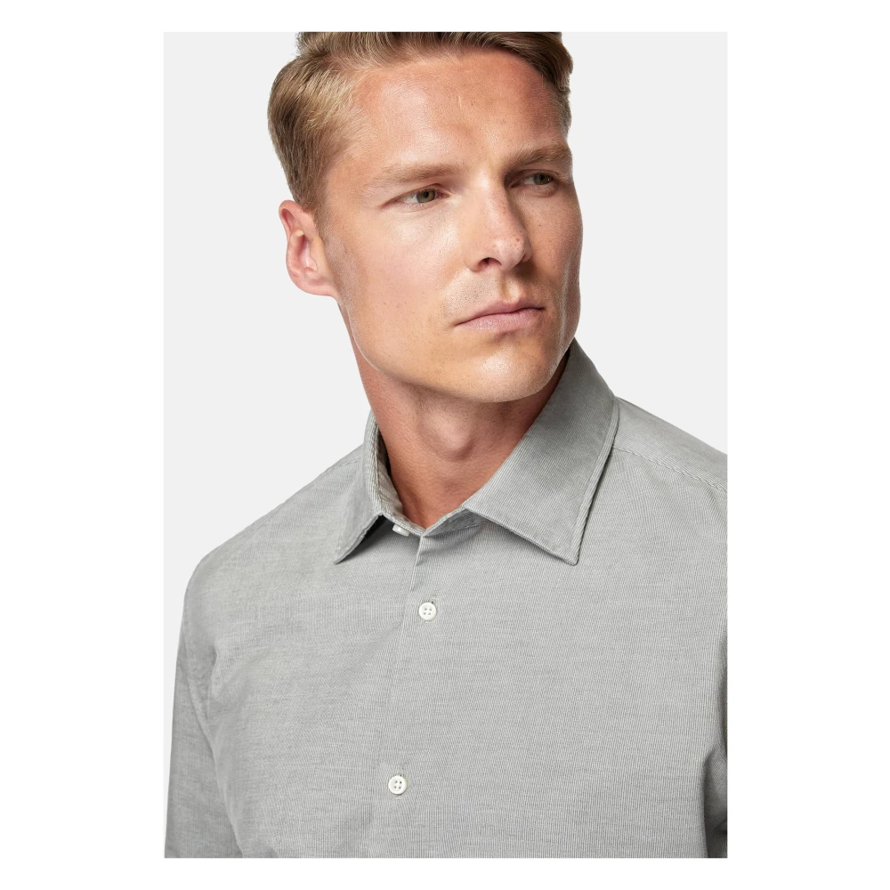 Boggi Milano Regular Fit Blauw Fluwelen Overhemd Gray Heren