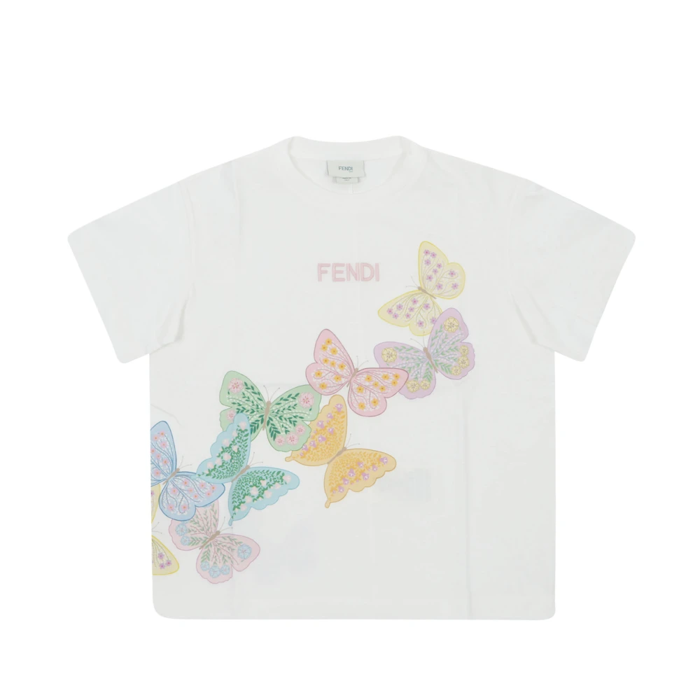 Fendi Girls White Kids Short Sleeve T-Shirts, 14 Y, T-Shirts And Polos