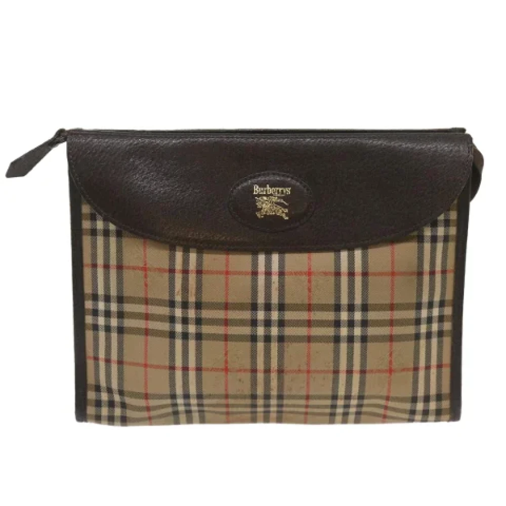 Burberry Vintage Pre-owned Canvas clutches Beige Dames