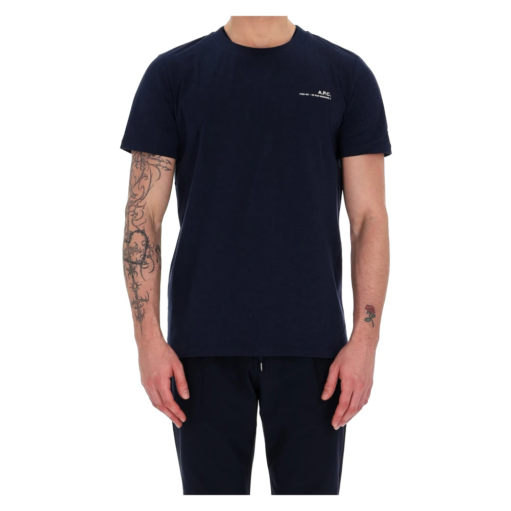 A.p.c. Blauw Unisex T-shirt met rechte snit Blue Heren