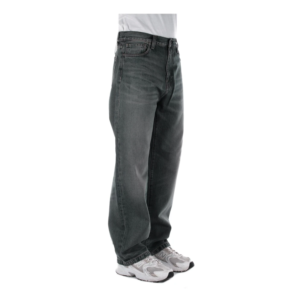 Carhartt WIP Logo Jeans met rits en knoop Black Heren