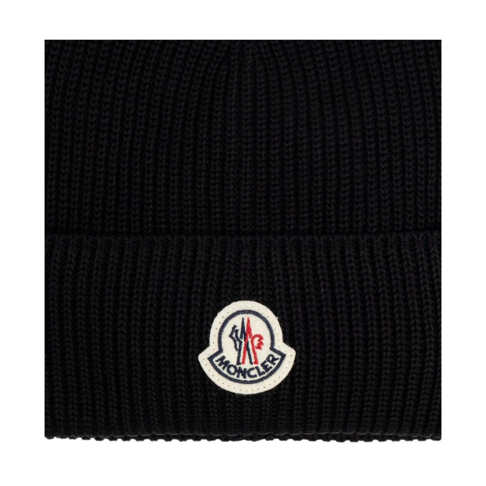 Moncler Zwarte Logopatch Randmuts Black Heren