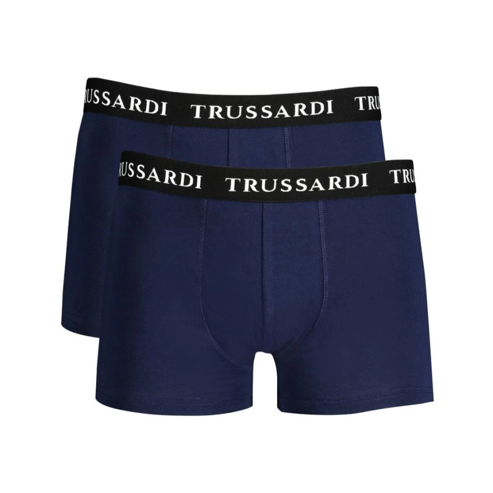 Trussardi Men's Blue Underpants, L, Cotton Boxer Briefs Pack
