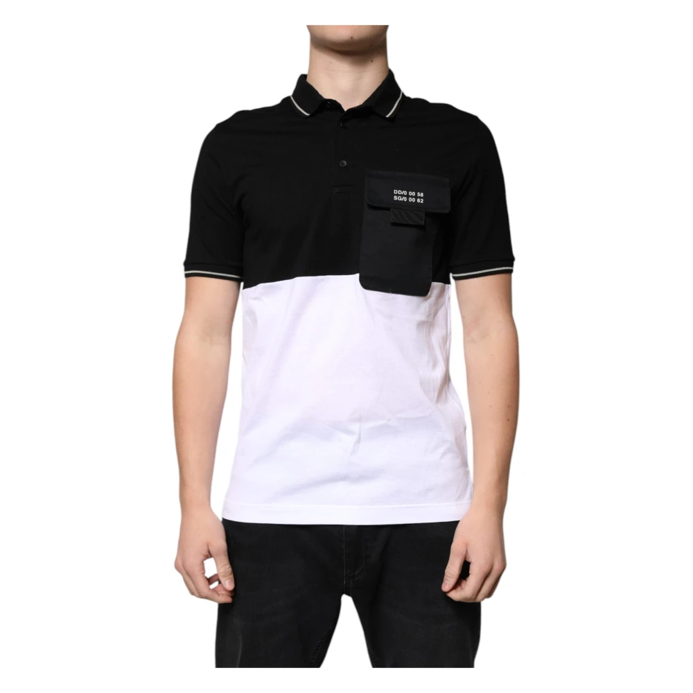 Dolce & Gabbana Men's Black Polo Shirts, Xs, Short Sleeve Cotton Polo Shirt