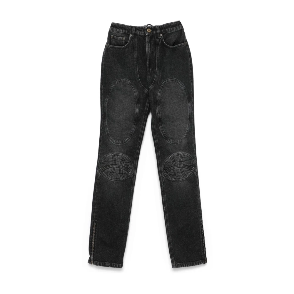 Jean Paul Gaultier Zwarte Denim Jeans met Gewatteerde Panelen Black Dames