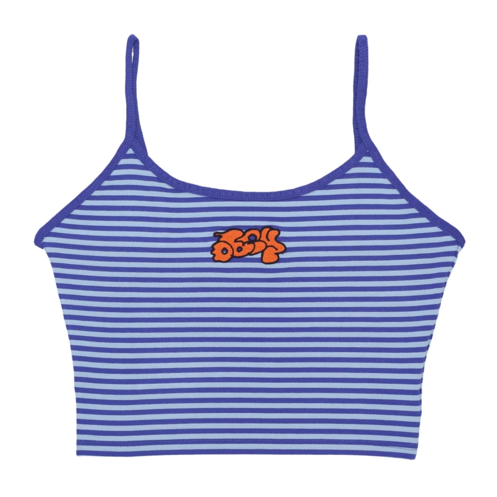 Obey Women's Blue Sleeveless Tops, S, Satin Sleeveless Tank Top