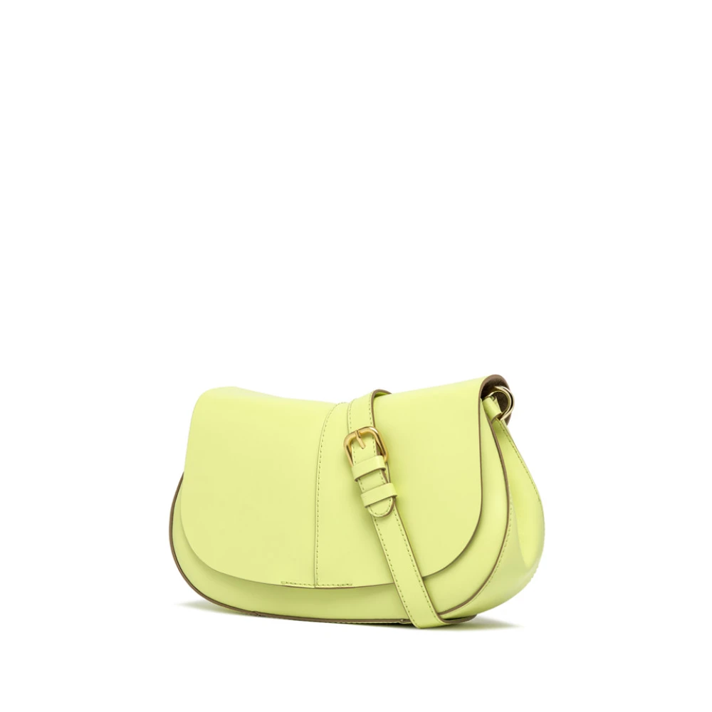 Gianni Chiarini Leren handtas met metalen handvat en verstelbare afneembare leren schouderband Yellow Dames