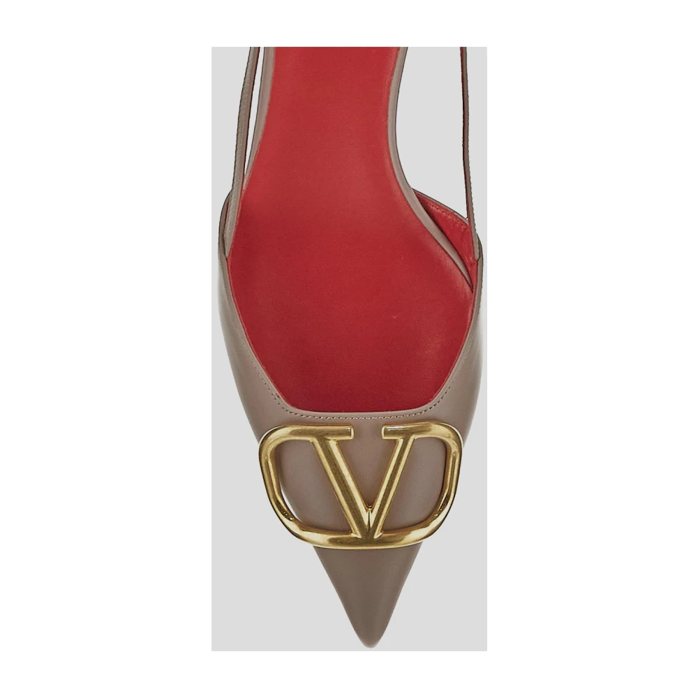 Valentino Garavani Leren Logo Schoen Beige Dames