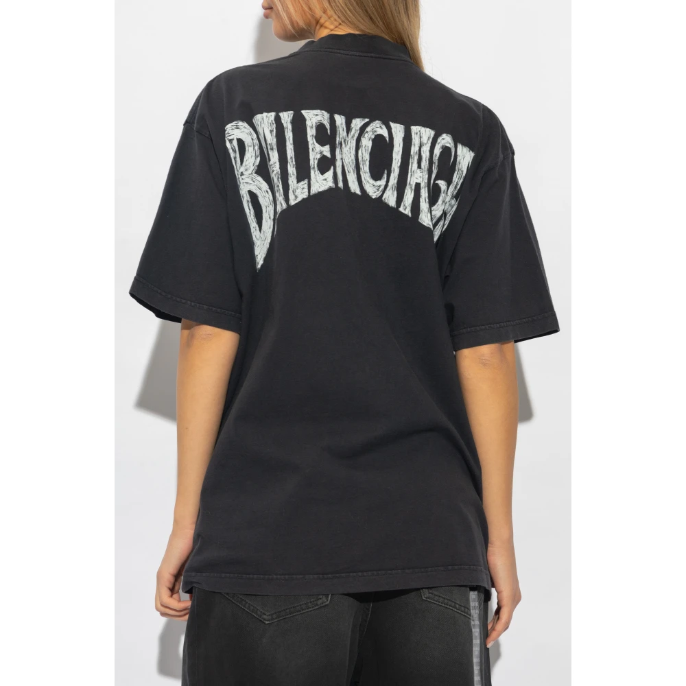 Balenciaga Bedrukt T-shirt Black Dames