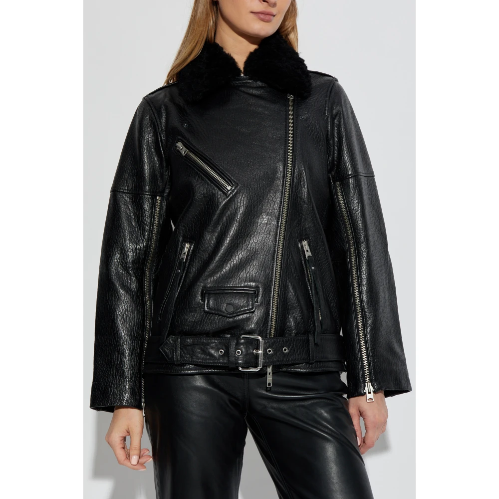 AllSaints Leren jas Vendra Black Dames