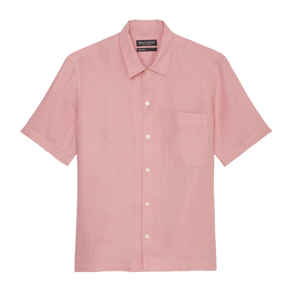 Marc O'Polo Linnen korte mouwen overhemd normaal Pink Heren