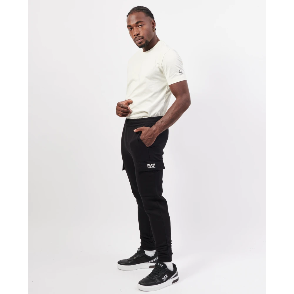 Emporio Armani Zwarte Sweatpants met Zijlogo Zakken Black Heren