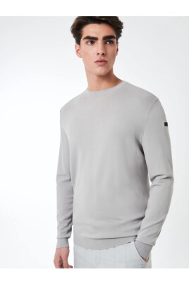 grey-stretch-fabric-crewneck-sweater