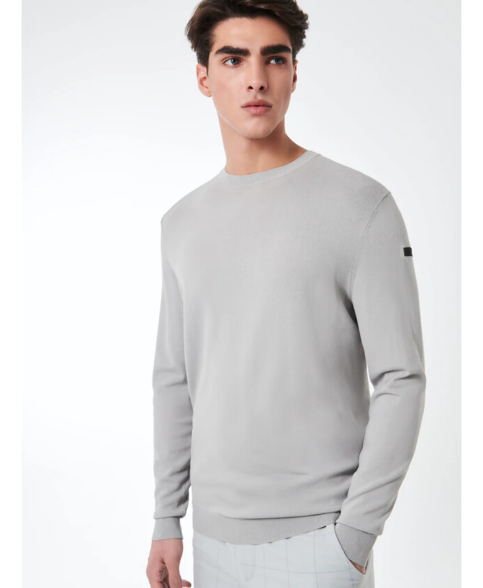pull-col-rond-en-tissu-stretch-gris