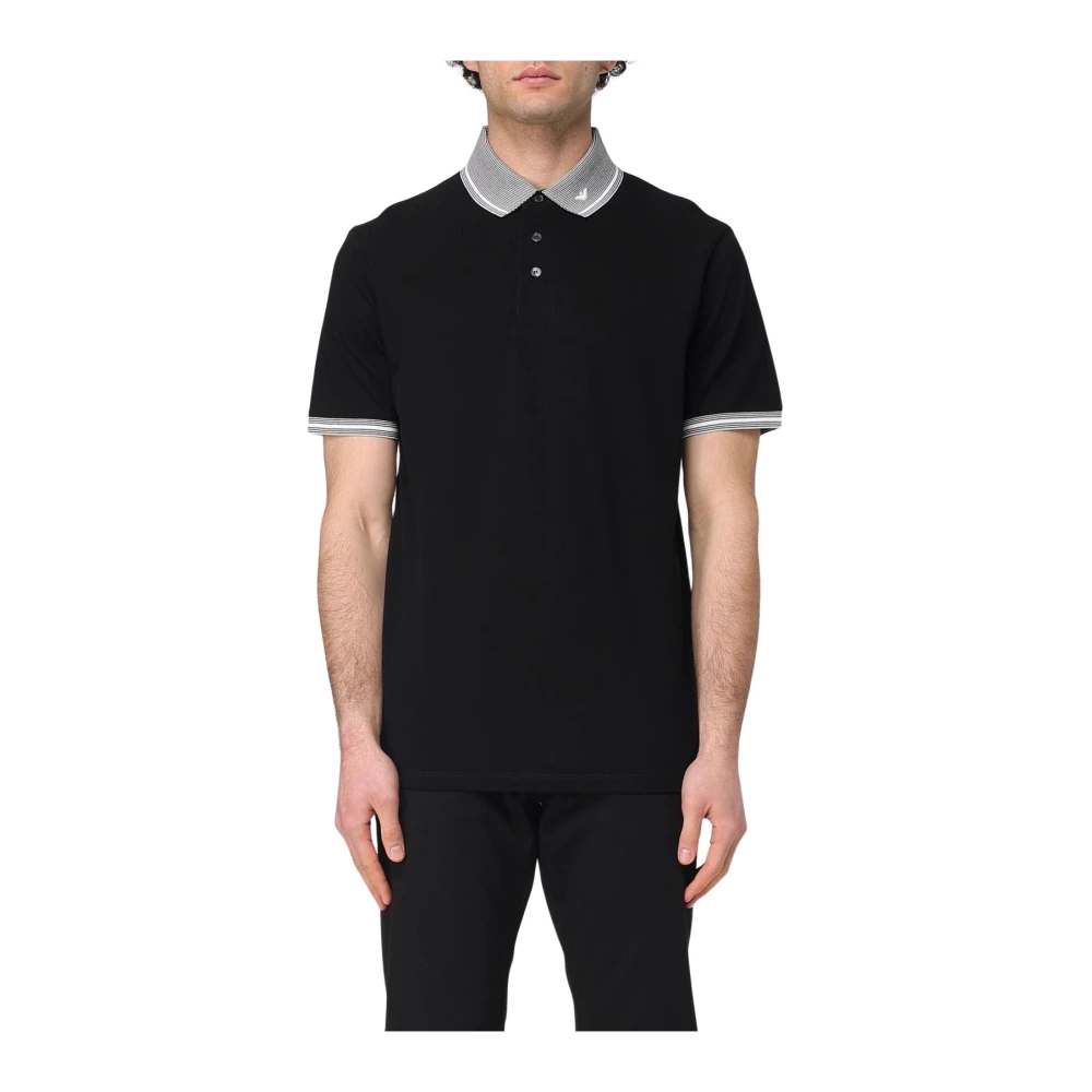 Emporio Armani Men's Black Contrast Collar Polo Shirt