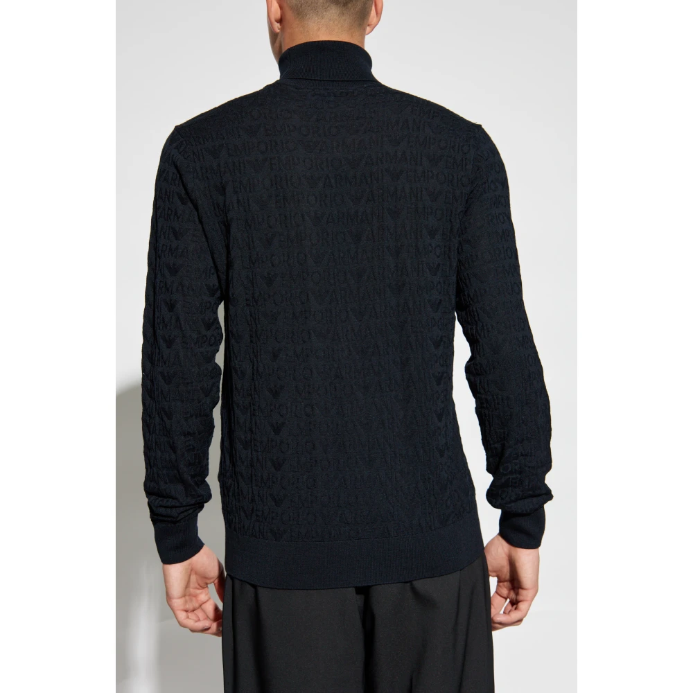 Emporio Armani Wollen coltrui met monogram Black Heren