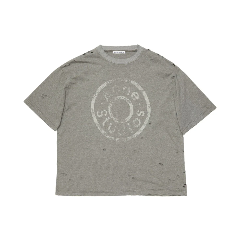 Acne Studios Groene Logo T-shirt Relaxed Fit Green Heren