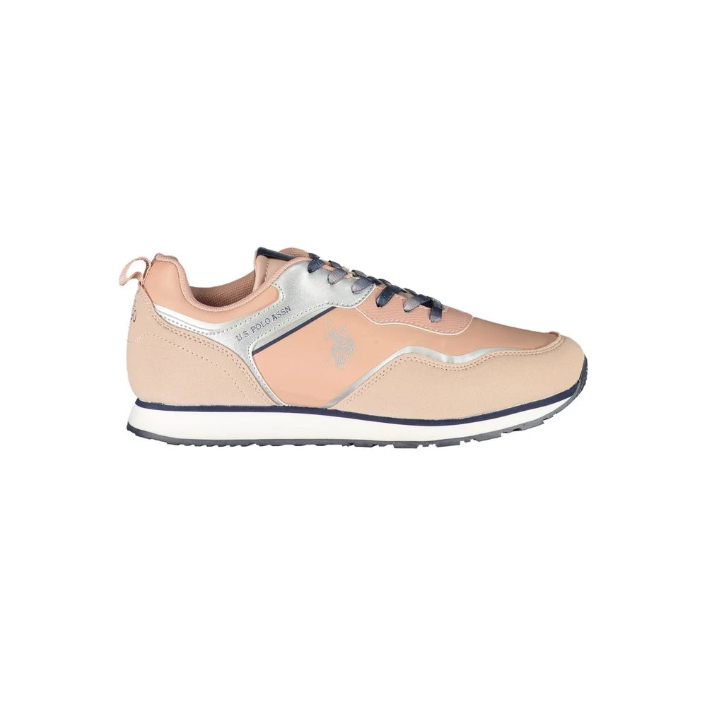 U.s. Polo Assn. Women's Pink Sneakers, 2 Uk, Polyester Sneaker With Contrast Details