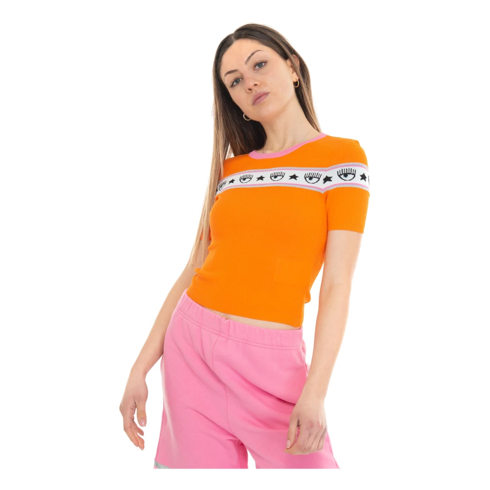 Chiara Ferragni Collection Logo T-shirt Korte Mouwen Slim Fit Orange Dames